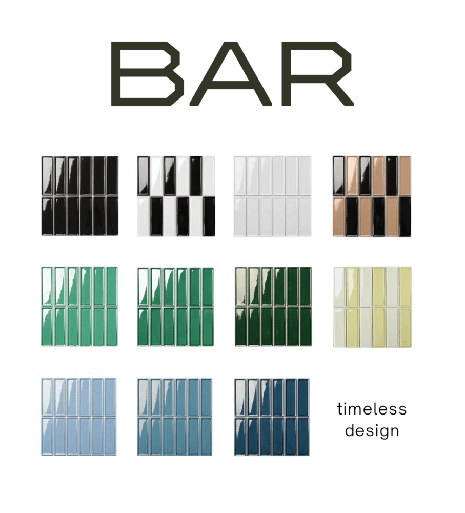 โมเสค TIMELESS TILES รุ่น BAR 29.3X28.5 ซม. สีขาวดำ ผิวเงา